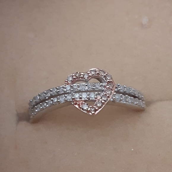 .28ctw. Champagne And White Diamond Heart Band Ring - Picture 1 of 8